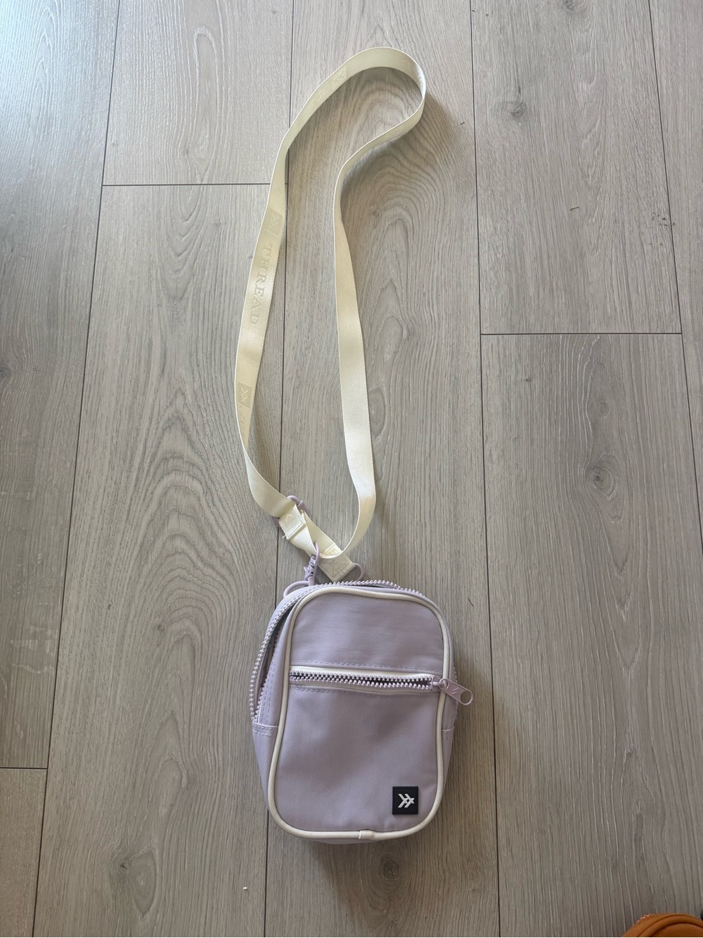 Mini Crossbody Bag in Light Lavender with Cream Strap